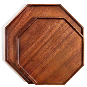 Meilleures ventes de plateaux de service en bois écologiques - Ensemble de 2 plateaux de service en bois de luxe Décoration d'intérieur Plateaux de service Fruits - Product Image 1