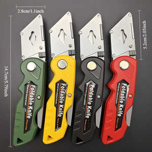 Ensemble de 4 couteaux utilitaires pliants multifonctionnels avec dénudeur de fils à changement rapide, cisailles à ressort, verrouillage de sécurité et poignée en plastique - Product Image 5