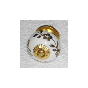 2025 Handcrafted Luxurious Ceramic <b>Knobs</b> & <b>Handles</b> Premium Quality Flower Design Gold and White Color <b>Furniture</b> Decorating - Product Image 1