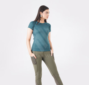 T-shirts de sport pour femmes à prix d'usine, manches courtes extensibles, col rond, 100% polyester, t-shirts décontractés - Product Image 6