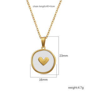 Mặt Trăng Trái Tim Sao Chéo Và Sét Thép Không Gỉ Men Mặt Dây Chuyền Vòng Cổ Trong Mạ Vàng - Product Image 2