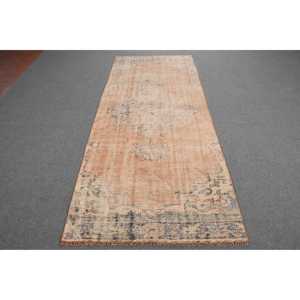 3.4x8.8 ft Turkish Vintage Rug, Runner Rug, <b>Brown</b> <b>Wool</b> Rug - Product Image 1