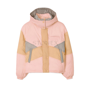 Veste coupe-vent d'hiver personnalisable pour femmes 2025 blouson à capuche bombardier avec col montant en tissu de toile - Product Image 1