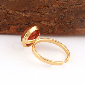 Bague ajustable en onyx rouge simple et ravissant, anneau de déclaration en plaqué or 24k, bijoux fins personnalisés pour femme - Product Image 6