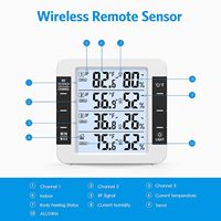 Termometer dalam dan luar ruangan dengan 3 sensor nirkabel, termometer higrometer Digital dengan catatan Min/maks, termometer ruangan