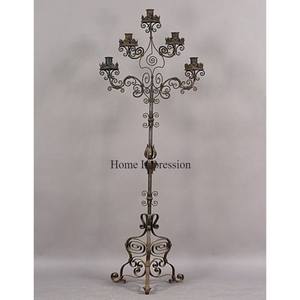 Candelabro de 5 brazos de alta calidad pulido brillante de plata de diseñador Vintage para decoración de bodas y suministros de la India - Product Image 4