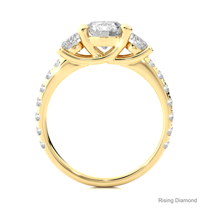 Anillo de compromiso de diamante cultivado en laboratorio de corte redondo de 1,4 quilates, regalo de aniversario de oro blanco de tres piedras para mujer - Product Image 6