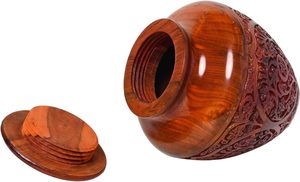 Urna de cremación funeraria para cenizas humanas con bolsa de palisandro y terciopelo de gran capacidad de hasta 200 pulgadas cúbicas, entierro conmemorativo - Product Image 2