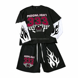 Conjunto Deportivo de Verano para Hombre, Camiseta y Pantalones Jogger, Alta Calidad, Ligero, 100% Algodón Ecológico, Estampado de Dibujos Animados Personalizado - Product Image 1