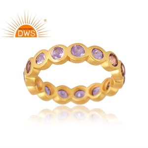 Bague en argent sterling plaqué or 18 carats avec améthyste rose naturelle, fabrication de bijoux sur mesure, vente chaude - Product Image 1