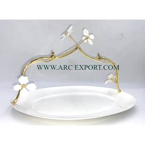 Nouveau dernier design support de bol en métal de couleur blanche décoration de la maison plateau à dessert de table et bol support en or prix de gros - Product Image 2