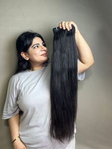 Trama de cabello humano sedoso recto indio crudo Premium 100% para extensiones de aspecto Natural suave sin enredos elegantes - Product Image 2