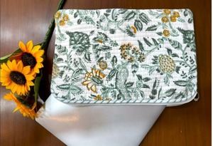 Housse matelassée en coton pour ordinateur portable Vintage Business imperméable léger blanc vert imprimé taille 15 pouces pour un usage quotidien au bureau - Product Image 3