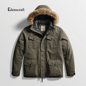 Veste parka d'hiver en toile pour hommes Manteau écologique respirant et résistant à l'eau pour l'extérieur par temps froid - Product Image 4