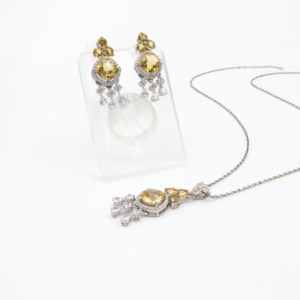 Conjunto de Pendientes y Colgante de Citrino Natural en Plata de Ley 925, Chapado en Rodio, Joyería Fina OEM ODM - Product Image 2
