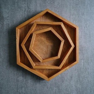 Plateau rond en bois de luxe écologique de style américain pour cadeau d'affaires avec finition polie - Product Image 1