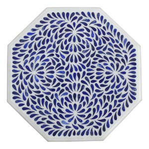 Mesa auxiliar de mármol blanco moderno, decoración del hogar, mesa de centro, hermosa incrustación para cocina, comedor, piedras preciosas semipreciosas - Product Image 4