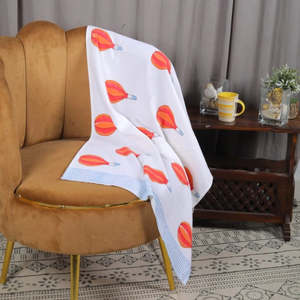 Luxury 100% Cotton <b>Waffle</b> Bath <b>Towel</b> Set with Hot Air Balloon Block Print-Spa & Home - Product Image 3