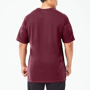 เสื้อยืดสำหรับผู้ชายทรงหลวมผ้าคอตตอนสีโชว์ไหล่โอเวอร์ไซส์สำหรับผู้ชายพิมพ์โลโก้ตามสั่งเสื้อยืดทรงหลวมขนาด100% - Product Image 2