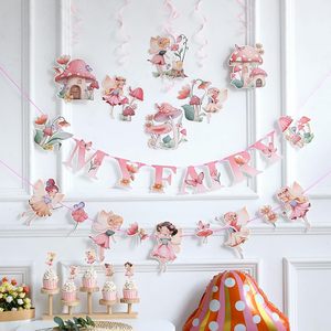My Fairy Banners Spiral Pendentifs Set de <span class=keywords><strong>d</strong></span>écoration de gâteau pour Fairy First Birthday Party Supplies Forest Garden Baby Shower - Product Image 4