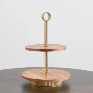 Soporte de pastel de Metal para servir pasteles de taza de aluminio de calidad superior de 2 niveles para vajilla de Hotel soporte de pastel decorativo - Product Image 5