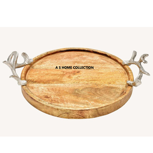 Table élégante classique plateau de service en bois décoratif forme ronde plateau à chocolat décoratif excellent prix - Product Image 1