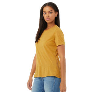 Camiseta de cuello redondo de mezcla de algodón sólido verde claro transpirable para mujer - Product Image 2