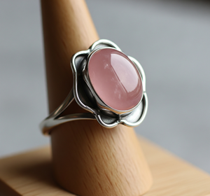 Stylish 925 Silver Fashion <b>Ring</b> High Quality Rose Quartz <b>Crystal</b> with Rose Gold Plating Trendy Wedding Party Band Gift - Product Image 2