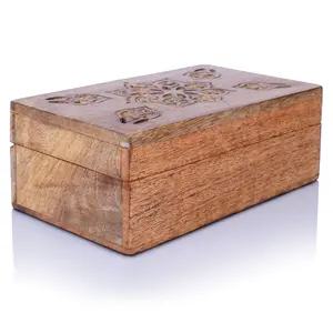 トレンディなデザインの手彫りの最高品質の木製ジュエリーボックス