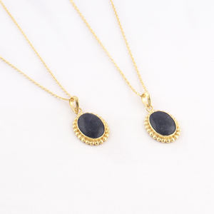 Elegant Style Smooth Polished Natural <b>Sodalite</b> Designer Oval Pendant <b>Necklace</b> 24k Gold Plated Link Chain <b>Necklace</b> Woman Jewelry - Product Image 4