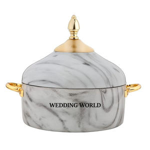 Ensemble de trois marmites en acier inoxydable à double paroi, ustensiles de cuisine, casserole ronde, vente en gros, nouveau réchaud à nourriture en métal de luxe - Product Image 5