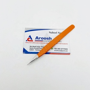 Pince à épiler en fibre d'isolation orange à poignée diamantée en acier inoxydable de haute qualité Extensions de cils en gros Pointe pointue - Product Image 4