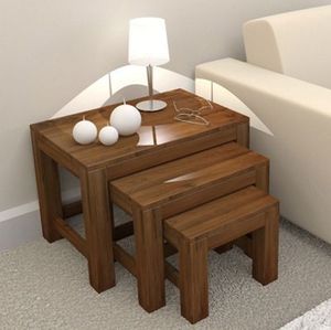 Table gigogne en bois avec design sculpté élégant parfait pour les meubles de chambre et la décoration du salon - Product Image 5