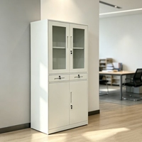 Armoire de classement en acier avec porte vitrée pour bureau, casier de rangement pour documents financiers avec tiroirs et serrure antivol