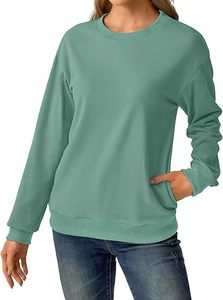 เสื้อสเวตเตอร์แขนยาวคอกลมสำหรับผู้หญิงเสื้อสเวตเชิ้ตสีบล็อกแบบหลวมลำลอง - Product Image 5