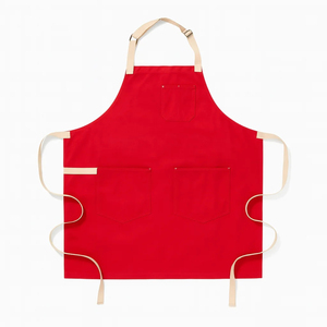 Delantal Rojo sin Mangas con 3 Bolsillos, Cintura Ajustable, Lona, Estilo Clásico y Moderno para Limpieza y Uso Diario - Product Image 1
