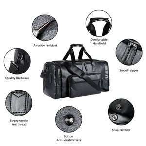 Bolsa de lona de cuero PU de alta calidad, equipaje de viaje elegante y de moda con logotipo personalizado, cuero genuino duradero al por mayor - Product Image 4