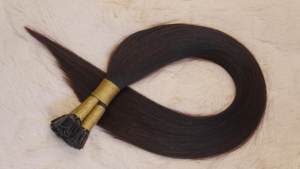 Extensiones de Cabello Natural sin Procesar, Pegamento de Queratina Italiana Alineada con Cutícula Recta, Punta Plana, Preboned, Remy - Product Image 2