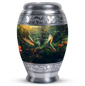 Urna de cremación floral de colibrí para cenizas decorativa moderna para cenizas humanas urnas conmemorativas personalizadas funerarias - Product Image 1