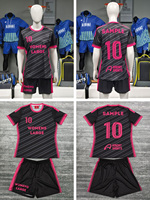 Maillots de football Aolan, dernier design, personnalisables, impression par transfert thermique, noir et rose, été, 100% polyester