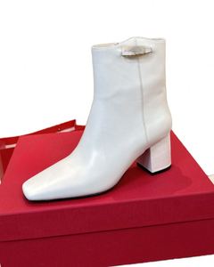 Women New Short Boots Brown High Heels Women Boots Pointed Belt Buckle Roman Style Winter Ankle Boots Thick Heel Valentinoing - Product Image 5