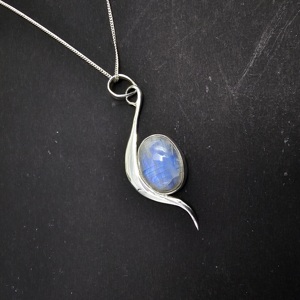 925 argent Sterling arc-en-ciel pierre de lune pendentif collier pendentifs fins breloques pierre précieuse naturelle argent placage lunette réglage - Product Image 3