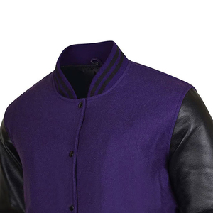 2026 Custom Logo Leather Sleeves Embroidery Black College Baseball Men's <b>Jacket</b> Letterman <b>Light</b> Blue Varsity <b>Jacket</b> OEM Service - Product Image 5