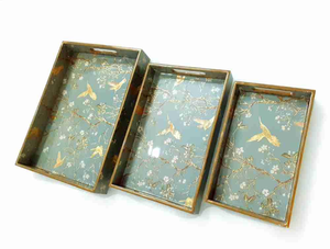 Bandeja de madera, bandejas coleccionables, Bandejas para servir para el desayuno hechas a mano, bandejas rectangulares para mesa de comedor para cualquier ocasión pequeña - Product Image 2