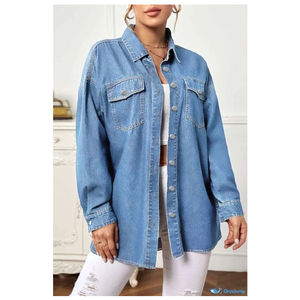 แจ็กเก็ตยีนส์แขนยาวของผู้หญิงเสื้อแจ็คเก็ตผ้าฝ้ายระบายอากาศใส่สบายทันสมัย - Product Image 2