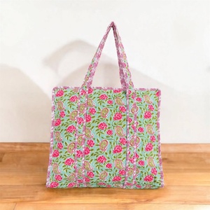 Vintage Traditional Indian Quilted Cotton Patchwork <b>Tote</b> <b>Bags</b> for Women Open & Zipper Closure Bulk Wholesale From Manufacturer - Product Image 3