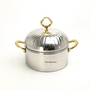 Top Seller Metal Food Warmer & Hotpot Casserole Stainless Steel With Silver and Golden Finished Casseroles for Kitchenware Use - Product Image 1