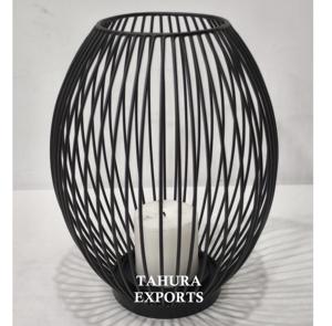 Beau bougeoir à cage surdimensionné avec design artistique et cadre en métal solide, parfait pour les salons et la décoration d'entrée - Product Image 1