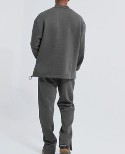 Conjunto Deportivo Personalizado OEM para Invierno, Lavado Ácido, con Pedrería, Algodón Grueso, Estampado en Serigrafía, Cuello Redondo, Chándal para Hombre, Unisex - Product Image 6