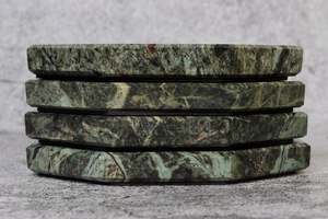 Sous-verres en marbre vert indien Angelo, lot de 4, sous-verres en pierre octogonaux épais - Product Image 3